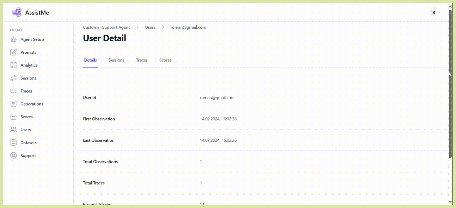 Individual user view